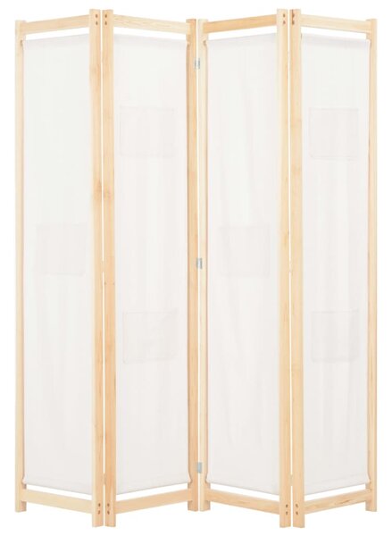 VidaXL Sobna pregrada s 4 panela od tkanine 160 x 170 x 4 cm krem