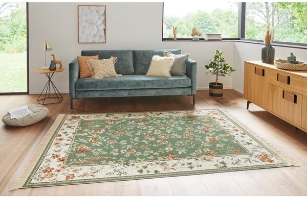 Zeleni/krem tepih viskozan 160x230 cm Oriental – Nouristan