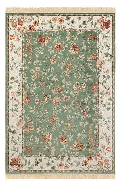 Zeleni/krem tepih viskozan 160x230 cm Oriental – Nouristan