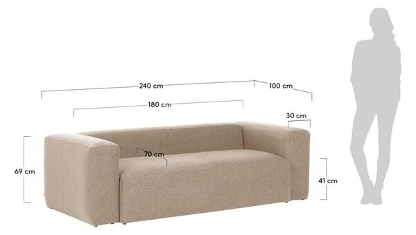 Bež kauč Blok Kave Home, 240 cm