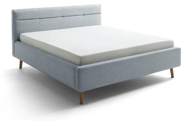Prljavo plavi tapecirani bračni krevet s prostorom za odlaganje s podnicom 180x200 cm Lotte – Meise Möbel