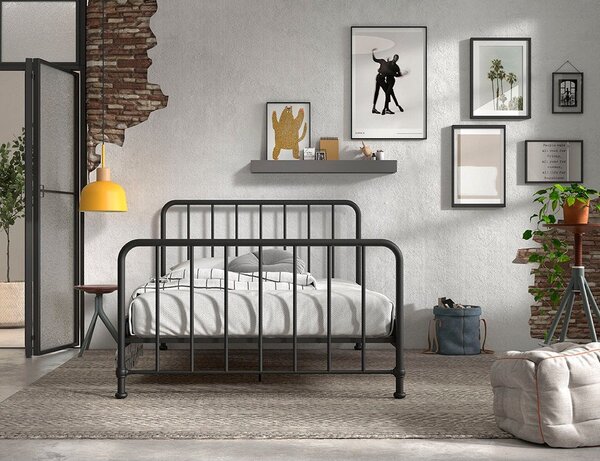 Crni metalni krevet s podnicom 140x200 cm BRONXX – Vipack