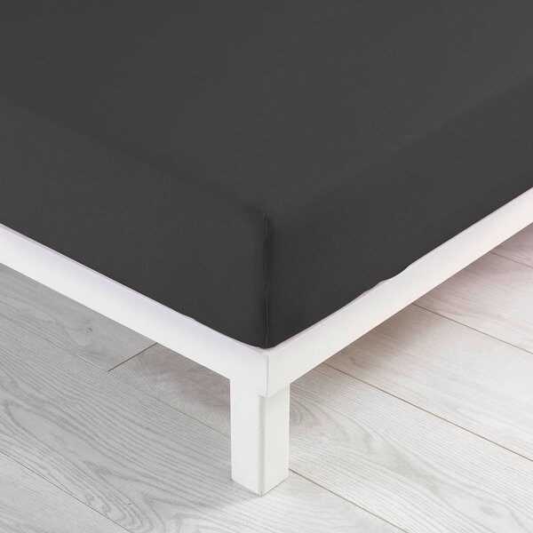 Antracitno siva plahta s gumom od jeseya 160x200 cm Jersy – douceur d'intérieur