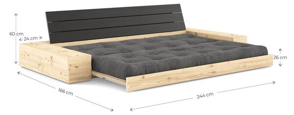 Tamno smeđa sklopiva sofa 244 cm Base – Karup Design