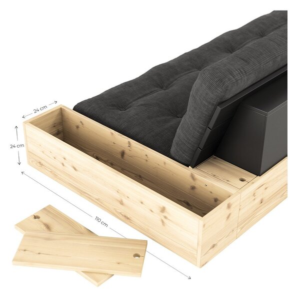 Tamno smeđa sklopiva sofa 244 cm Base – Karup Design