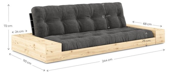 Tamno smeđa sklopiva sofa 244 cm Base – Karup Design
