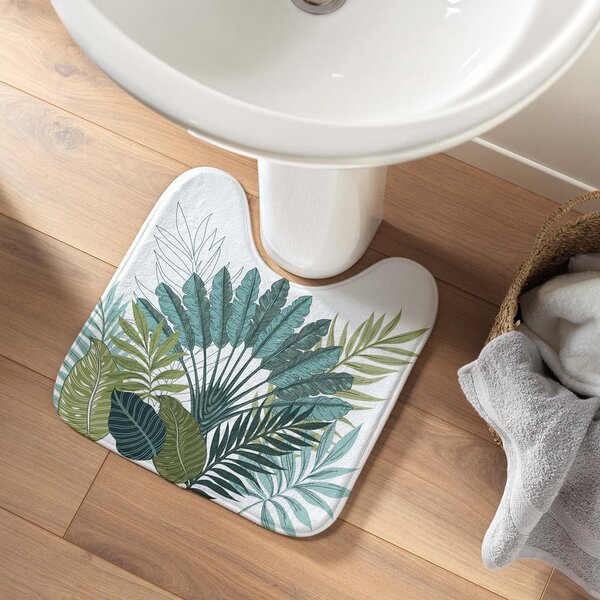 Bijela/zelena kupaonska prostirka za WC 45x45 cm Panazio – douceur d'intérieur