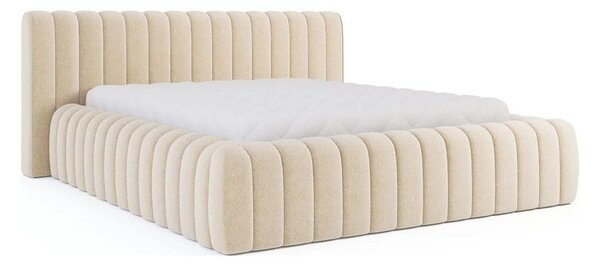 Bež tapecirani bračni krevet s prostorom za odlaganje s podnicom 180x200 cm Carilla – ELTAP