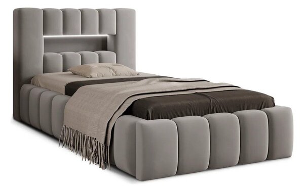 Sivi tapecirani krevet s prostorom za odlaganje s podnicom 90x200 cm Lamica – ELTAP