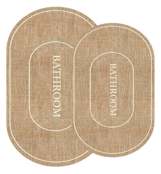 Smeđe/krem kupaonske prostirke u setu 2 kom 60x90 cm Jute Look – Mila Home