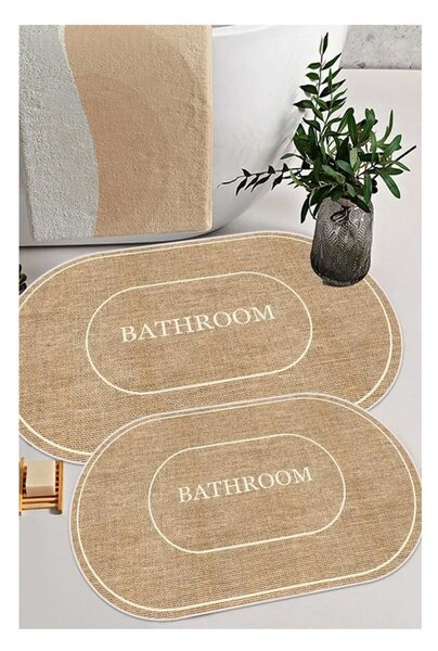 Smeđe/krem kupaonske prostirke u setu 2 kom 60x90 cm Jute Look – Mila Home