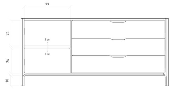Niska komoda od punog hrasta u prirodnoj boji 140x64 cm Twig – The Beds