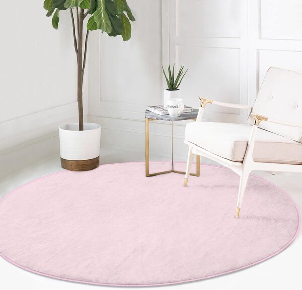 Svijetlo ružičasti periv/pogodan za robotski usisavač okrugli tepih ø 120 cm Comfort – Mila Home