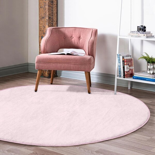 Svijetlo ružičasti periv/pogodan za robotski usisavač okrugli tepih ø 120 cm Comfort – Mila Home