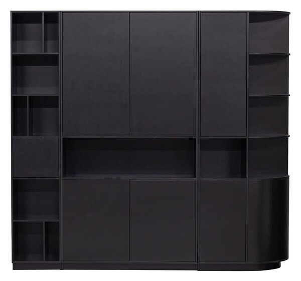 Crna modularna biblioteka od masivnog bora 228x210 cm Finca – WOOOD