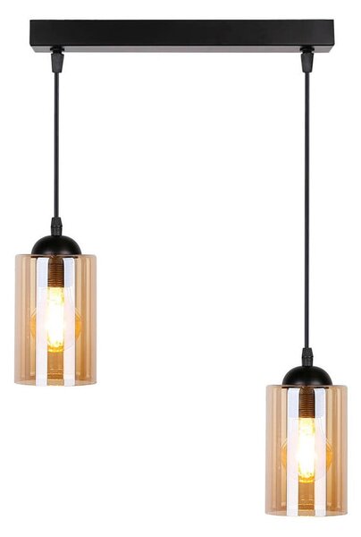 Crna visilica sa staklenim sjenilom 10x34 cm Bistro - Candellux Lighting