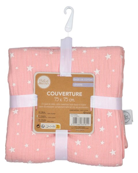 Ružičasta deka za bebe od muslina 75x75 cm – Bébé Douceur