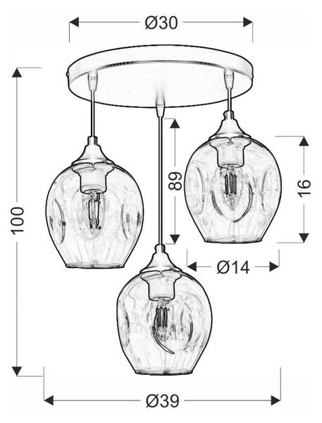 Crna visilica sa staklenim sjenilom Aspa - Candellux Lighting