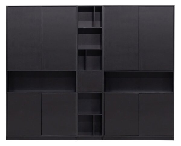 Crna modularna biblioteka od masivnog bora 260x210 cm Finca – WOOOD