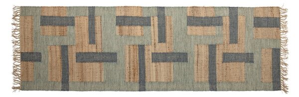 Zelena/u prirodnoj boji staza od mješavine vune 75x245 cm Honiton – Bloomingville