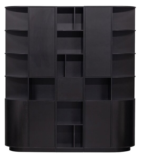 Crna modularna biblioteka od masivnog bora 196x210 cm Finca – WOOOD