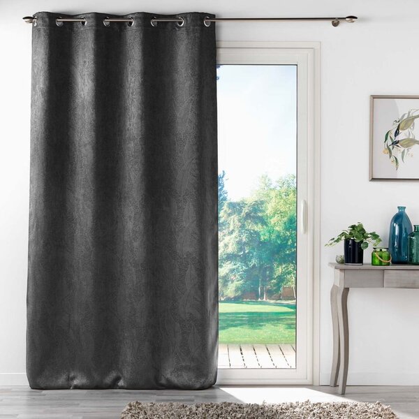 Antracitno siva zatamnjujuća zavjesa od samta 135x280 cm Melodie – douceur d'intérieur