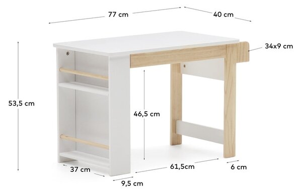 Dječji radni stol s bijelom pločom stola 40x77 cm Serwa – Kave Home