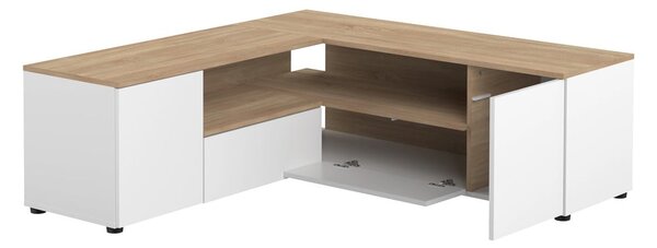 Bijela/u prirodnoj boji TV komoda u dekoru hrasta 130x46 cm Angle – TemaHome