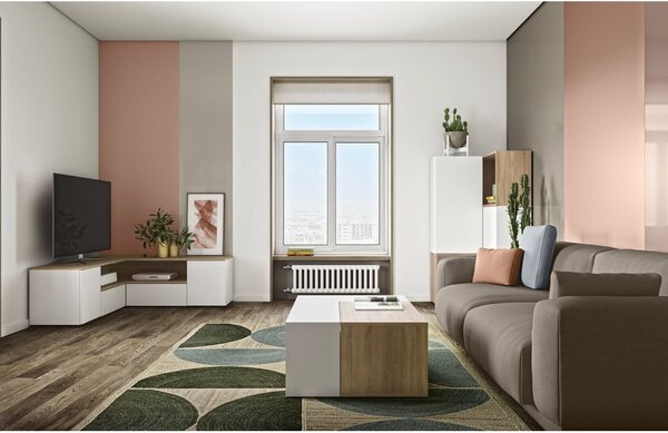 Bijela/u prirodnoj boji TV komoda u dekoru hrasta 130x46 cm Angle – TemaHome
