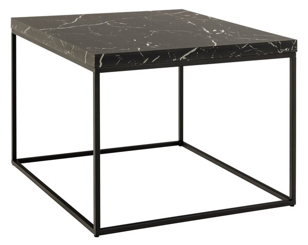 Crni stolić za kavu s pločom stola u mramornom dekoru 60x60 cm Barossa – Actona