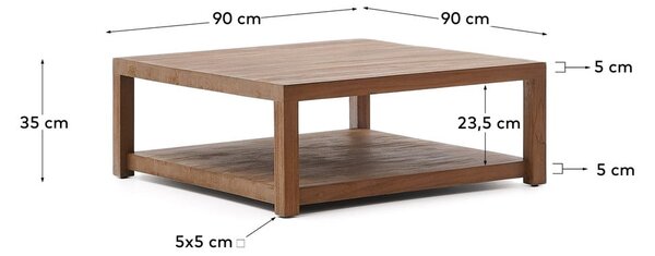 Stolić za kavu od masivne tikovine u prirodnoj boji 90x90 cm Sashi – Kave Home