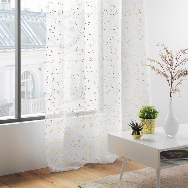 Bijela/u zlatnoj boji prozirna zavjesa od voila 140x280 cm Floressia – douceur d'intérieur