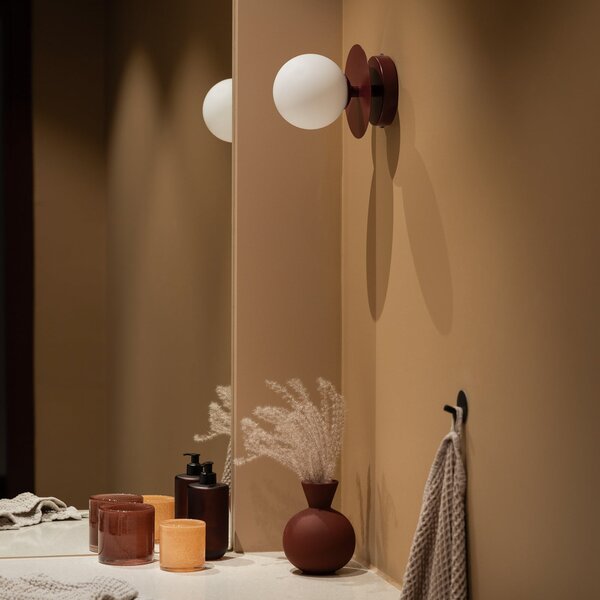 Globen Lighting ART DECO zidna lampa, bordo/bijela, Ø16 cm, IP44, prigušiva, Crvena, Dnevni boravak/blagovaonica, Staklo