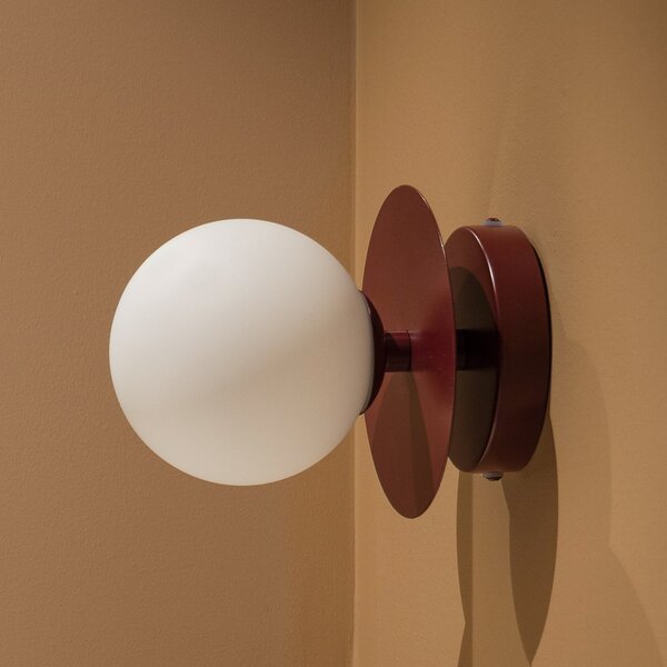 Globen Lighting ART DECO zidna lampa, bordo/bijela, Ø16 cm, IP44, prigušiva, Crvena, Dnevni boravak/blagovaonica, Staklo