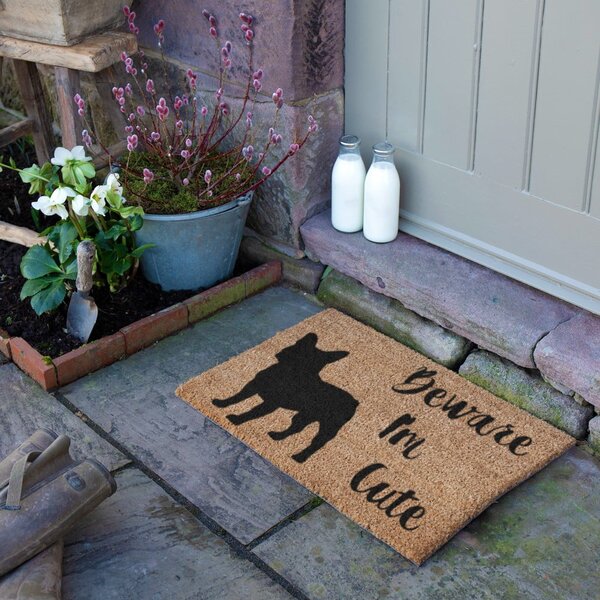 Otirač od kokosovih vlakana 40x60 cm Beware I'm Cute French Bulldog – Artsy Doormats