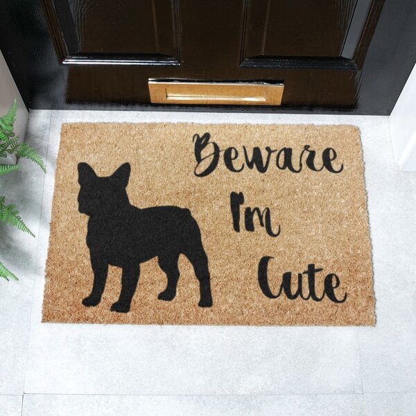 Otirač od kokosovih vlakana 40x60 cm Beware I'm Cute French Bulldog – Artsy Doormats