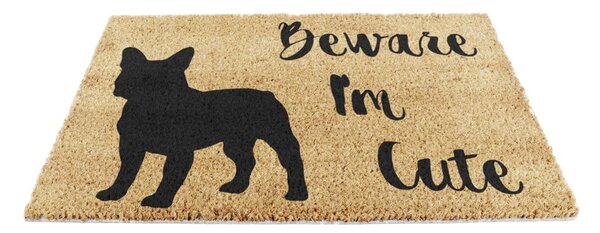Otirač od kokosovih vlakana 40x60 cm Beware I'm Cute French Bulldog – Artsy Doormats