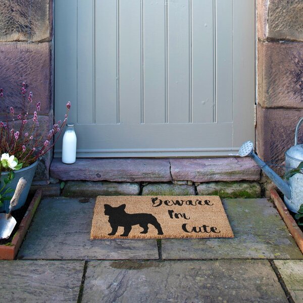 Otirač od kokosovih vlakana 40x60 cm Beware I'm Cute French Bulldog – Artsy Doormats