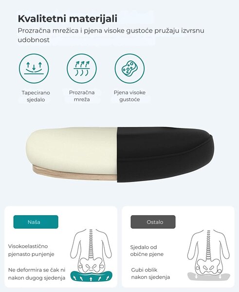 Uredska stolica ERGO sa sklopivim naslonima za ruke, maks. 120 kg, crna SongmicsHome