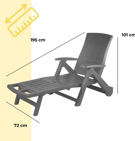 Vrtna ležaljka ZIRCONE, 72×195×101 cm, antracitna I.P.A.E-Progarden
