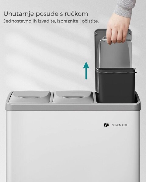 Kanta za odvajanje otpada SORT, 24 l (3x8 l), siva/bijela SongmicsHome