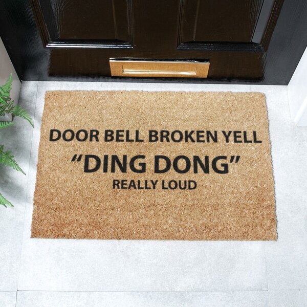 Otirač od kokosovih vlakana 40x60 cm Yell Ding Dong – Artsy Doormats