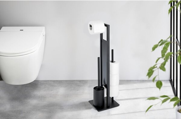 Mat crni željezan držač za WC papir Rivalta – Wenko