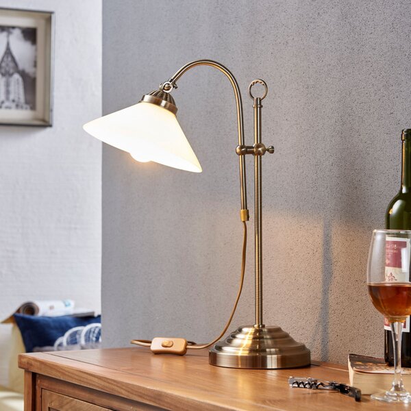 Lindby stolna lampa Otis, starinski mesing, staklo, 60 cm, E14, Bronca / stari mesing, Područje hodnika, Metal