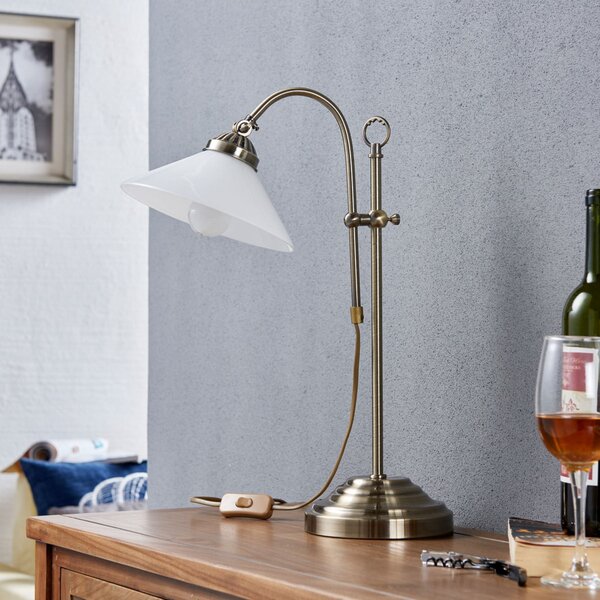 Lindby stolna lampa Otis, starinski mesing, staklo, 60 cm, E14, Bronca / stari mesing, Područje hodnika, Metal