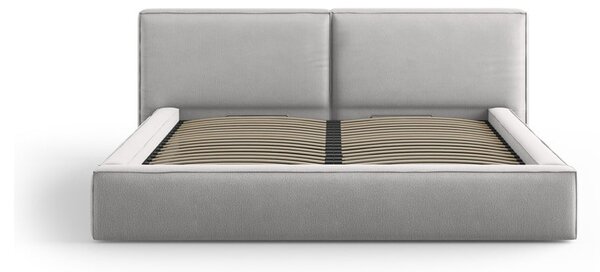 Svijetlo sivi tapecirani bračni krevet s prostorom za pohranu s podnicom 180x200 cm Arendal – Cosmopolitan Design