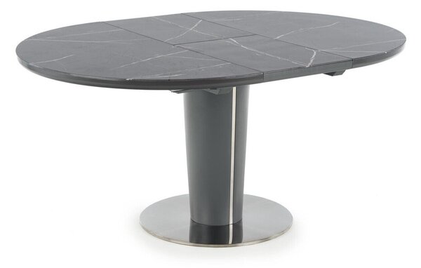 Stol Houston 958Sivi mramor, Tamno sivo, 76cm, EstensioneNastavak za produživanje, Kaljeno staklo, Metal