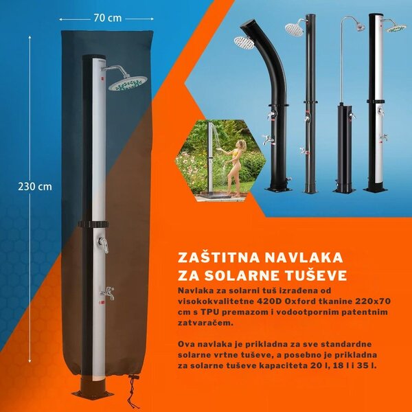 Solarni tuš KARIBIK, 35 l, srebrni/crni Jurhan