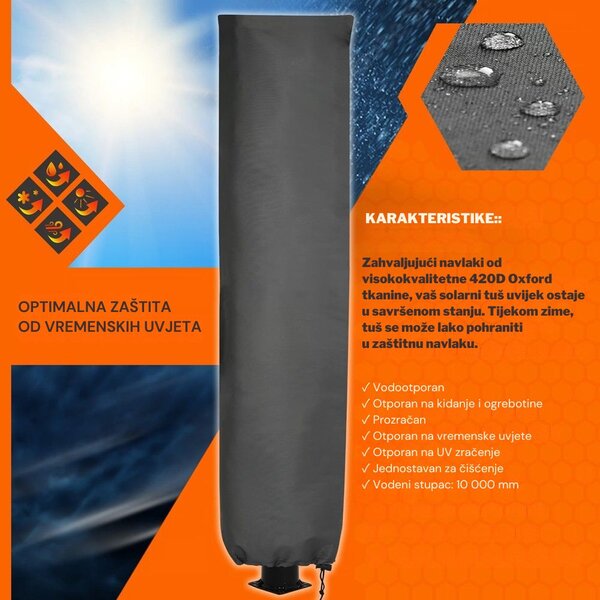 Solarni tuš KARIBIK, 35 l, srebrni/crni Jurhan