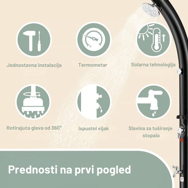 Solarni tuš BOW, 20 l, crni Monzana